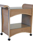 Lloyd Flanders Loom Wicker Outdoor Castered Bar Cart