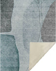 Modern Teal Washable Indoor-Outdoor Rug