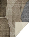 Modern Brown Washable Indoor-Outdoor Rug