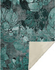 Floral Teal Washable Indoor-Outdoor Rug