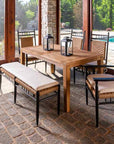 Lloyd Flanders Teak Butterfly Leaf Umbrella Outdoor Dining Table