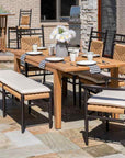Lloyd Flanders Teak Butterfly Leaf Umbrella Outdoor Dining Table