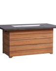 Lloyd Flanders Teak Outdoor Fire Table with Faux Concrete Top