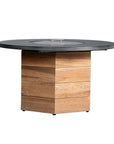 Teak Outdoor Fire Table with Round Faux Concrete Top