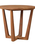 Lloyd Flanders Teak Round Sled Base Outdoor End Table