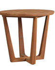 Lloyd Flanders Teak Round Sled Base Outdoor End Table