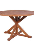 Teak Round Cross Base Outdoor Dining Table