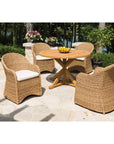 Lloyd Flanders Teak Round Cross Base Outdoor Dining Table