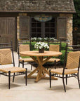 Lloyd Flanders Teak Round Cross Base Outdoor Dining Table