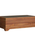 Lloyd Flanders Teak Outdoor Cocktail Table with Faux Concrete Inset
