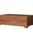 Lloyd Flanders Teak Outdoor Cocktail Table with Faux Concrete Inset