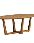 Lloyd Flanders Teak Oval Sled Base Outdoor Cocktail Table