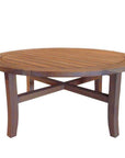 Lloyd Flanders Teak Round Tapered Leg Outdoor Cocktail Table