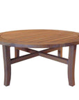 Lloyd Flanders Teak Round Tapered Leg Outdoor Cocktail Table
