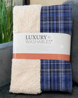 Plaid Blue Washable Indoor-Outdoor Rug