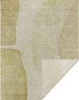 Modern Gold Washable Indoor-Outdoor Rug
