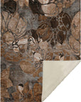 Floral Orange Washable Indoor-Outdoor Rug