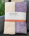 Parallel Bands Purple Washable Indoor-Outdoor Rug