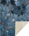 Floral Blue Washable Indoor-Outdoor Rug