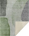 Modern Green Washable Indoor-Outdoor Rug