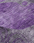 Floral Purple Washable Indoor-Outdoor Rug