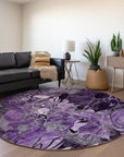 Floral Purple Washable Indoor-Outdoor Rug -- purple