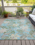Faereth Teal Washable Indoor-Outdoor Rug