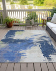 Faerira Blue Washable Indoor-Outdoor Rug