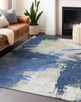 Faerira Blue Washable Indoor-Outdoor Rug