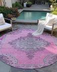 Haelion Pink Washable Indoor-Outdoor Rug