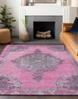 Haelion Pink Washable Indoor-Outdoor Rug
