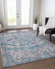 Jaelien Blue Washable Indoor-Outdoor Rug