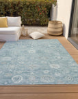 Laeara Blue Washable Indoor-Outdoor Rug