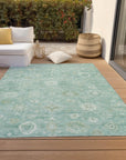 Laeara Teal Washable Indoor-Outdoor Rug