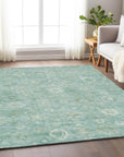 Laeara Teal Washable Indoor-Outdoor Rug
