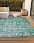 Laearis Teal Washable Indoor-Outdoor Rug