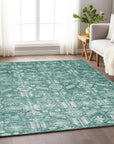 Laearis Teal Washable Indoor-Outdoor Rug