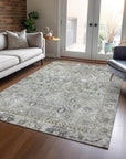 Laeel Gray Washable Indoor-Outdoor Rug