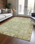 Laeel Green Washable Indoor-Outdoor Rug