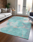 Addison Rugs Naelius Teal Washable Indoor-Outdoor Rug
