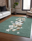 Raeain Blue Washable Indoor-Outdoor Rug