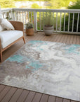 Saelira Teal Washable Indoor-Outdoor Rug