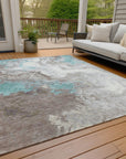 Saelira Teal Washable Indoor-Outdoor Rug