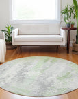 Taelara Green Washable Indoor-Outdoor Rug