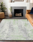 Taelara Green Washable Indoor-Outdoor Rug