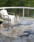 Uraion Blue Washable Indoor-Outdoor Rug