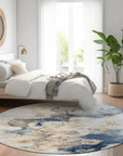 Uraion Blue Washable Indoor-Outdoor Rug