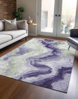 Vaelain Purple Washable Indoor-Outdoor Rug