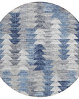 Angled Checks Blue Washable Indoor-Outdoor Rug