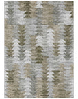 Angled Checks Brown Washable Indoor-Outdoor Rug
